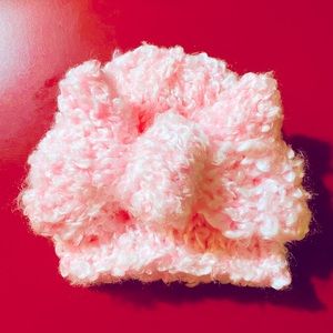 Pink bow knit knot baby beanie